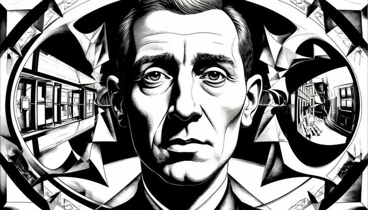 Черно-белая графика в стиле Маурица Эшера | Источник: Шедеврум