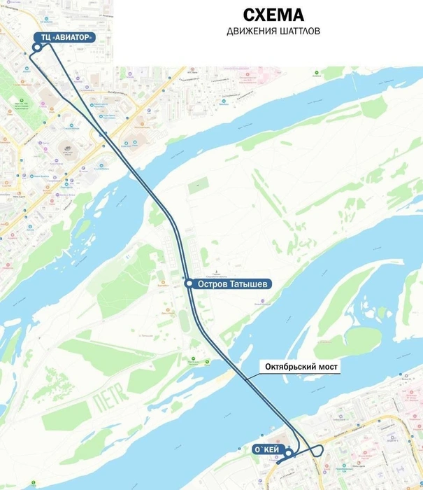 Маршрут следования шаттлов | Источник: мэрия Красноярска / telegram