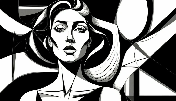 Стилизация под черно-белый графический кубизм | Источник: Шедеврум