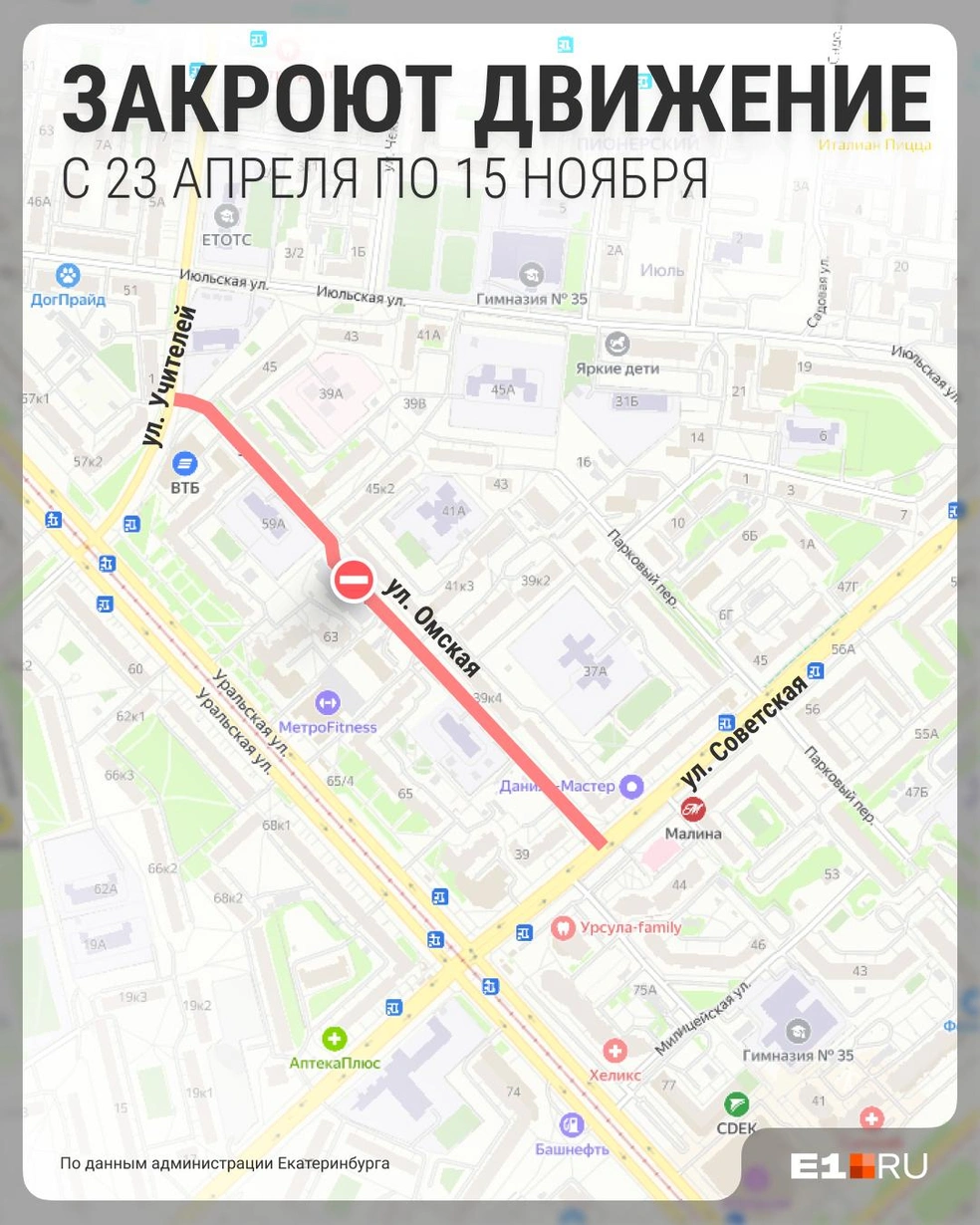 Улицу Омскую закроют на ремонт | Источник: Филипп Сапегин / E1.RU