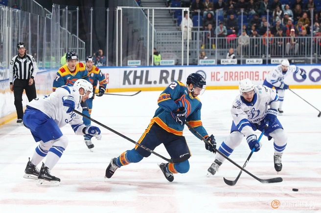 «Шанхайские Драконы» упустили победу в концовке и проиграли «Динамо» по буллитам | Источник: Сергей Михайличенко / «Фонтанка.ру»