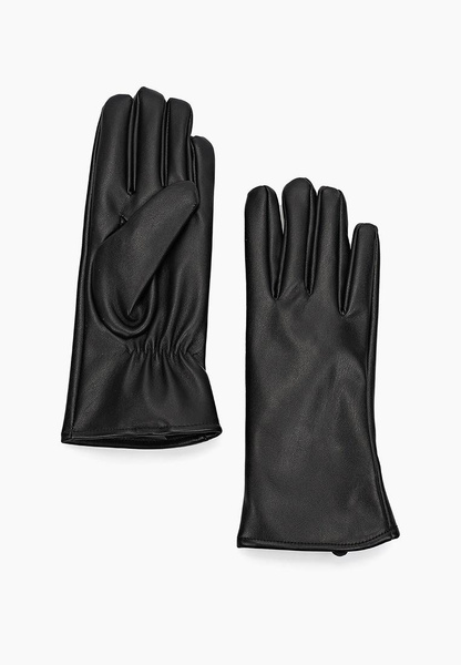 Короткие черные перчатки из искусственной кожи
