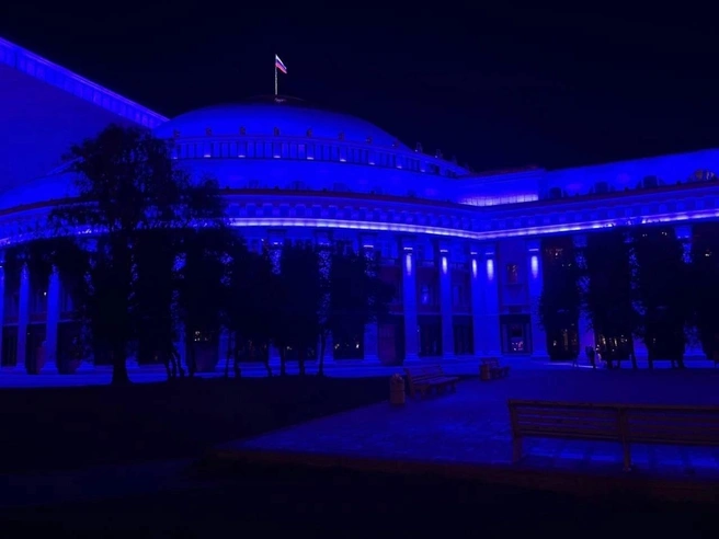 Цвет архитектурной подсветки НОВАТ сменил в поддержку акции | Источник: vk.com/dobrospasnsk