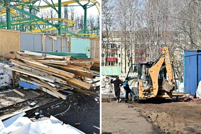 Старые киоски в парке Горького убирают для новых