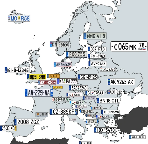 Карта: Как выглядят автомобильные номера в разных странах