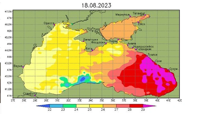 Температура черного моря сегодня на карте