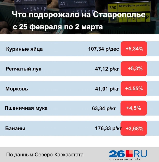 Статистика цен на продукты | Источник: Дарья Гранкина / 26.RU