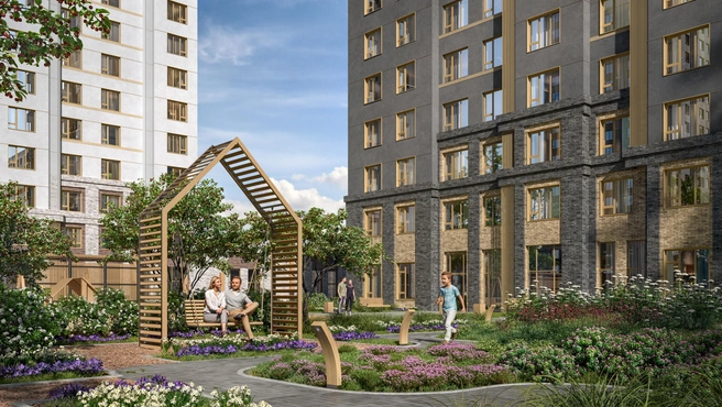 Современная архитектура гармонично вписывается в зеленый ландшафт обновляющегося района | Источник: «Паритет девелопмент»