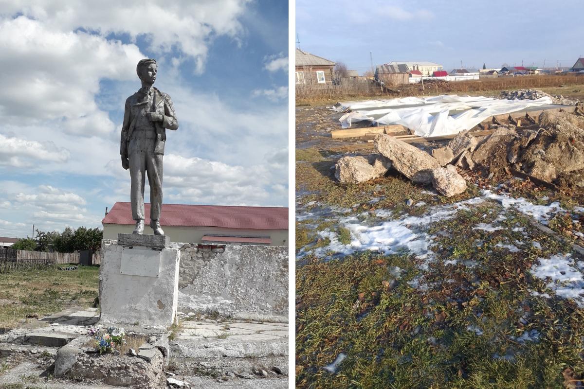 В зауральском селе Колесниково демонтировали памятник советскому пионеру  Коли Мяготину - 14 декабря 2023 - 45.ру