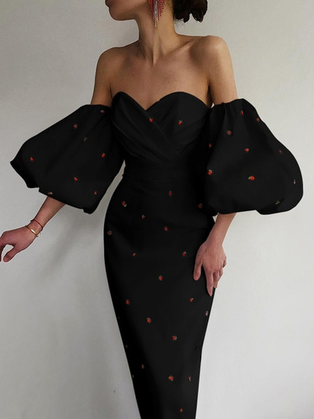 Женское винтажное платье с рукавами-фонариками Beyouare