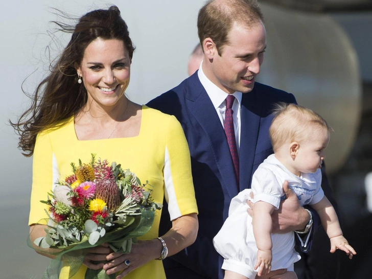 Кейт, Уильям и Джордж во время поездки в Австралию, 2014 год. 