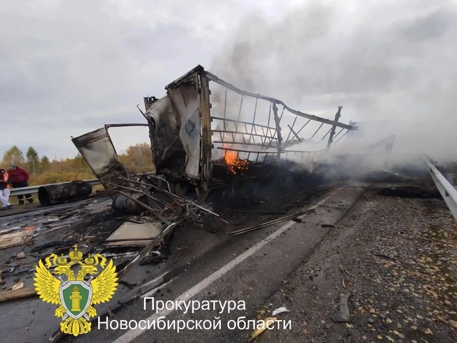 Дальнобойщик превысил скорость и потерял контроль над управлением | Источник: Прокуратура Новосибирской области