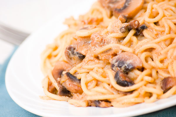 Спагетти с белыми грибами