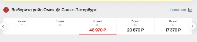 Билеты доступны только 6-го сентября | Источник: nordwindairlines.ru