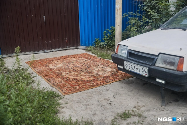 Перед домом положили сушить ковер  | Источник: Александр Ощепков / NGS.RU
