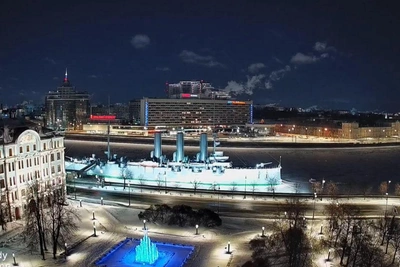 Cold Morning in St. Petersburg with Sunrise at 9:08