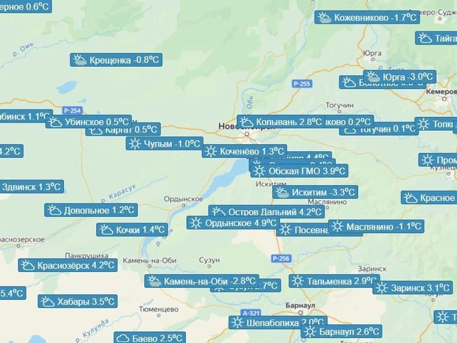 В Новосибирской области было достаточно прохладно | Источник: meteo-nso.ru/maps