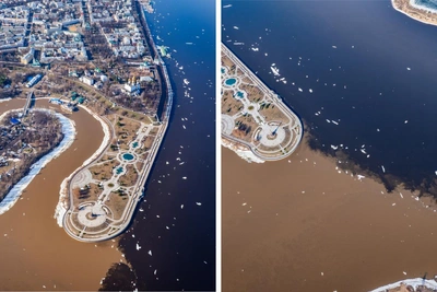 В Ярославле видна граница между Волгой и Которослью