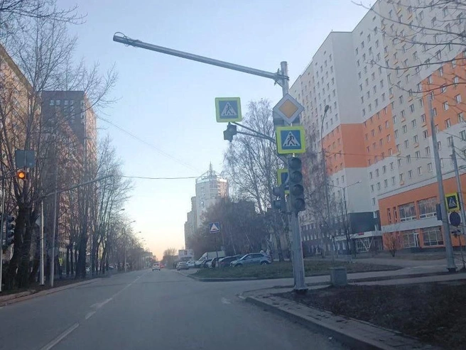 Светофор установлен возле учебных заведений: школы и студенческих общежитий | Источник: читатель E1.RU