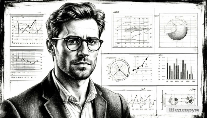 Стилизация под черно-белый графический карандашный набросок углем | Источник: Шедеврум