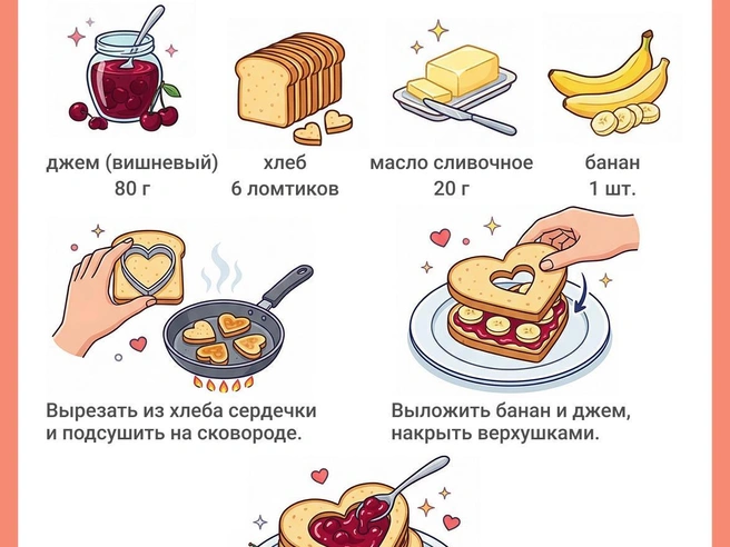 Даже обычные сэндвичи превращаются в праздничное угощение в форме сердца. | Источник: Юрий Орлов / Городские порталы
