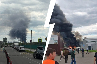 Крупный пожар в Ленинском округе Подмосковья