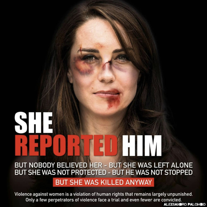 Фотографии «избитой» Кейт Миддлтон и королевы Летиции используют в кампании по борьбе с домашним насилием