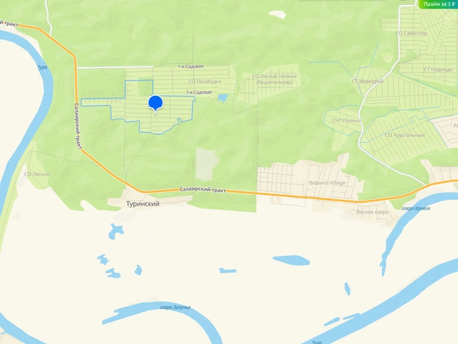 СНТ «Сосенка» находится на Салаирском тракте | Источник: 2GIS
