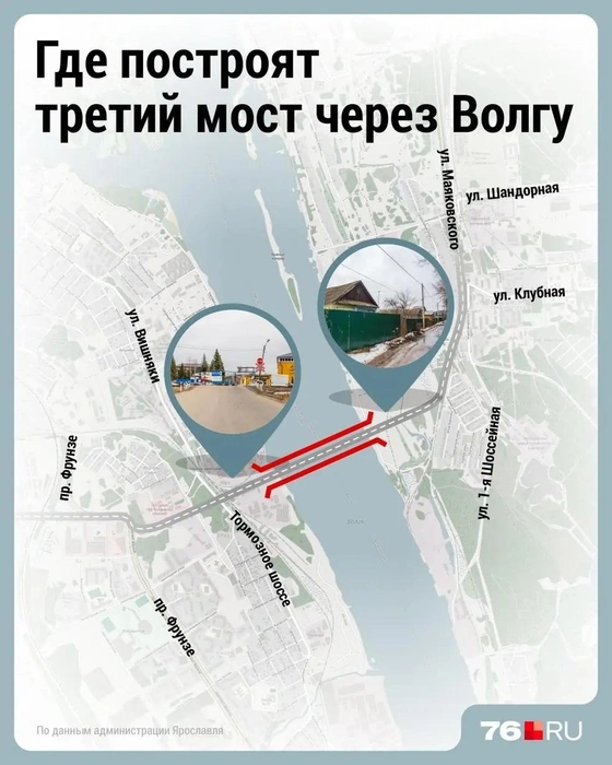 Где именно будет проходить третий мост через Волгу&nbsp;— показываем на карте | Источник: Городские медиа