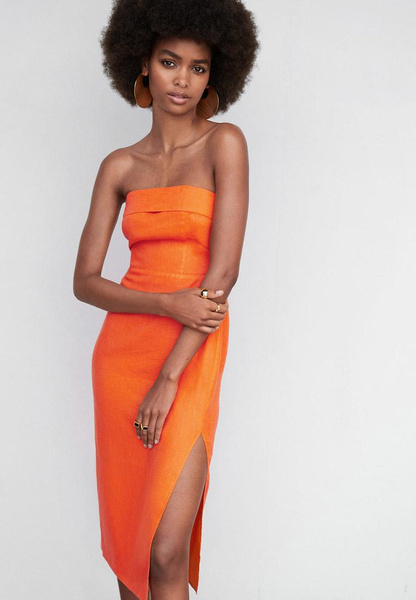 Оранжевое платье-бандо
