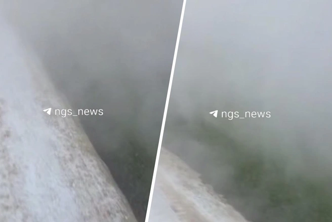 От воды поднялся столб пара | Источник: читательница НГС