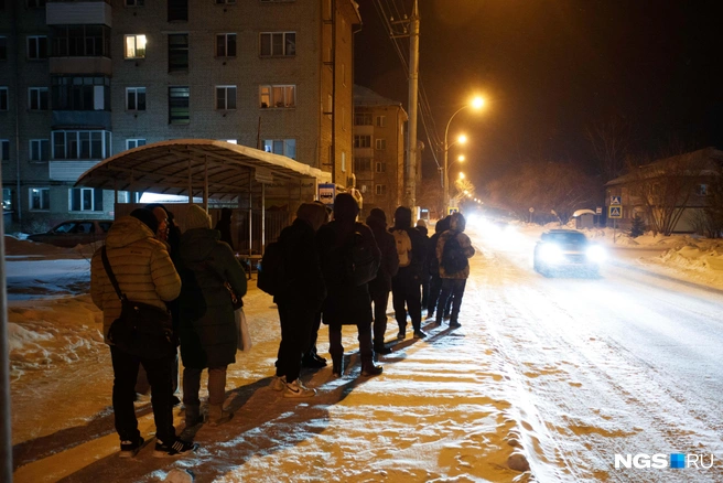 Жители организованно встают в очередь  | Источник: Андрей Бортко / NGS.RU