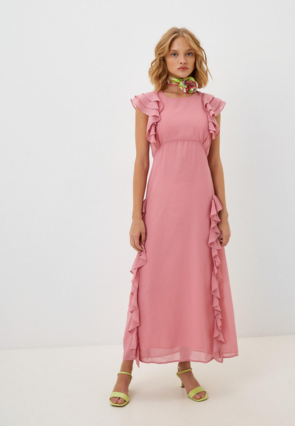 Розове платье с оборками 