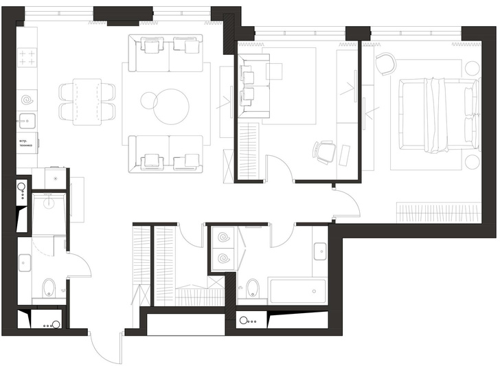 Московская квартира 88 м² в бежевых тонах