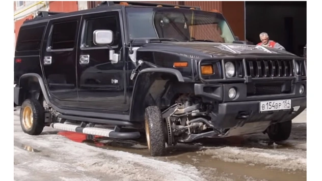 Русские умельцы поставили на Hummer диски от «Жигулей» и испытали его на наших дорогах (видео)