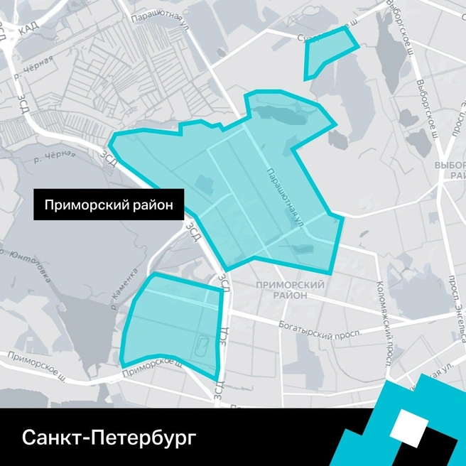 Зоны работы роверов в Приморском районе Петербурга | Источник: Комитет по транспорту Петербурга