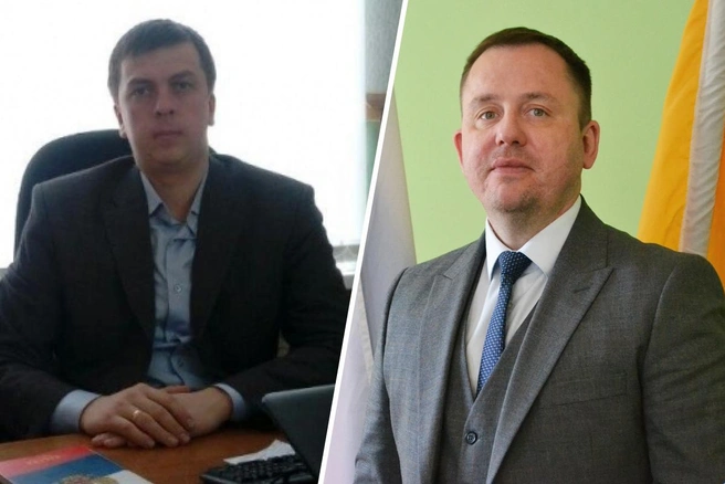 Слева в коллаже — Александр Кощеев, справа — предыдущий глава округа Михаил Гелевер | Источник: Александр Кощеев / Vk.com, Брейтовский район / Vk.com