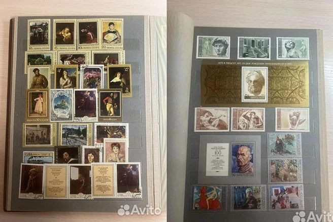 В альбоме представлены марки на разную тематику | Источник: «Авито»
