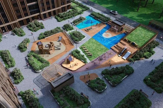 Двор современный и красивый | Источник: ООО&nbsp;«Д54 Недвижимость»