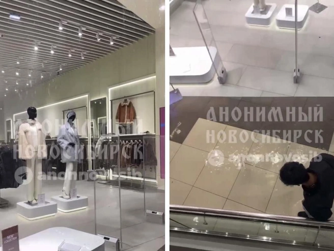 На видео запечатлено, как с потолка течет вода | Источник: Кадры опубликованы в Telegram-канале «Анонимный Новосибирск»