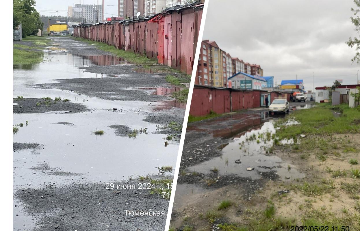 Проблеме больше десяти лет. Тюменец жалуется на подтопление гаражного кооператива