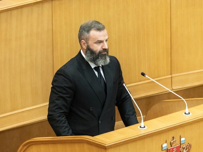 Андрей Бургарт представляет фракцию ЛДПР | Источник: Владислав Лоншаков / E1.RU