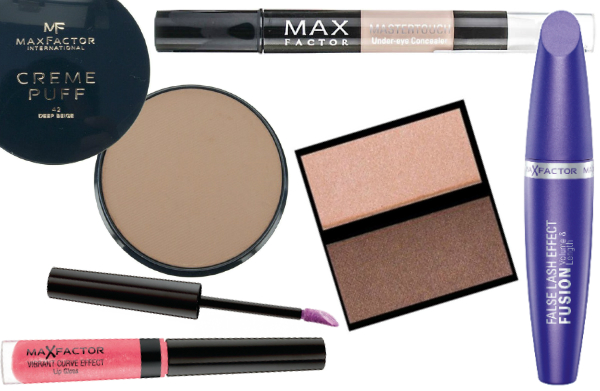 Косметика MaxFactor: Пудра Сreme Рuff (№ 42 Deep Beige), 300 руб. Консилер Mastertouch (№303 Ivory), 350 руб. Блеск для губ Vibrant Curve Effect (№ 05), 400 руб. Тени Colour Perfection Duo (№ 430 Shooting Star), 408 руб. Тушь False Lash Effect Fusion (№01 Black), 600 руб.