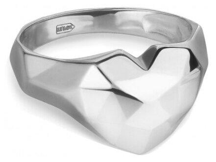 Серебряное кольцо-печатка с граненым сердечком Dafna