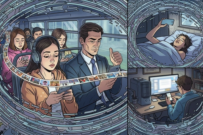 Просмотр коротких видео встречается почти повсеместно | Источник: Мария Романова / V1.RU