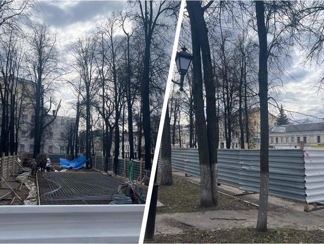 Строительство веранды для ресторана за Волковским театром | Источник: Ольга Мазанова / Vk.com