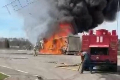 Грузовик загорелся на М-5 под Уфой