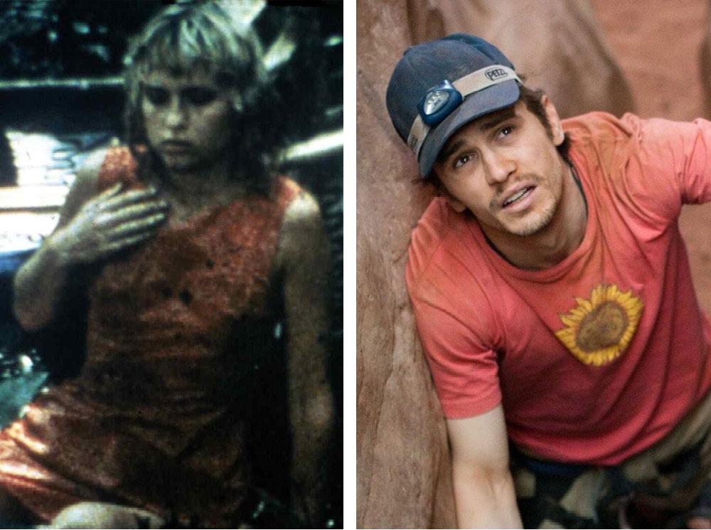 Слева: кадр из фильма «Чудеса еще случаются» (1974); справа: кадр из фильма «127 часов» (2010) | marieclaire.ru