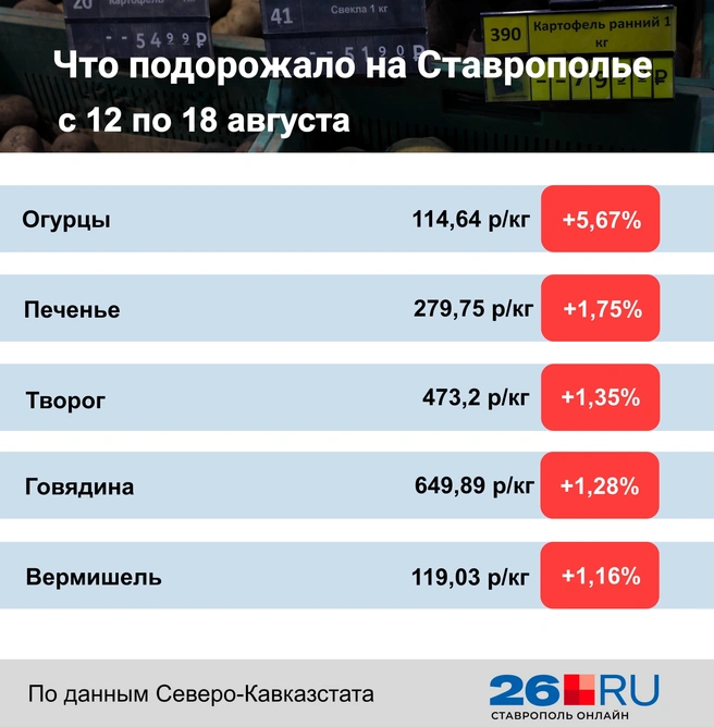 Статистика цен за неделю на Ставрополье | Источник: Дарья Гранкина / 26.RU