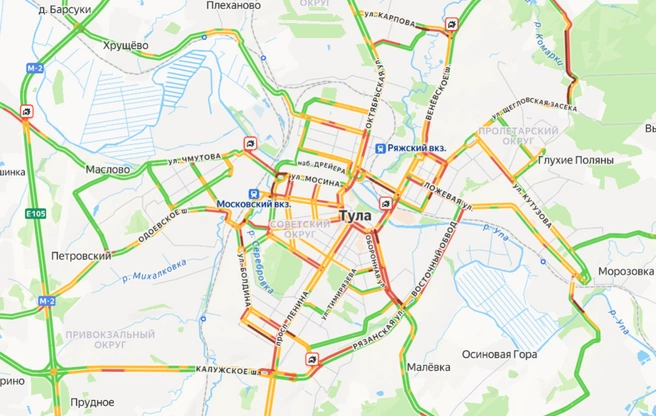 Дорожная ситуация в городе | Источник: yandex.ru/maps